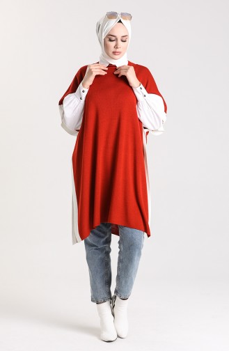 Brick Red Poncho 0142-12