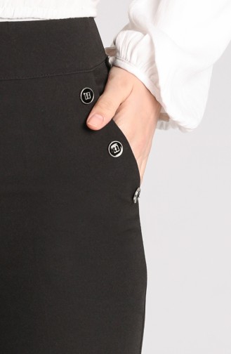 Düğme Detaylı Klasik Pantolon 1008-02 Siyah