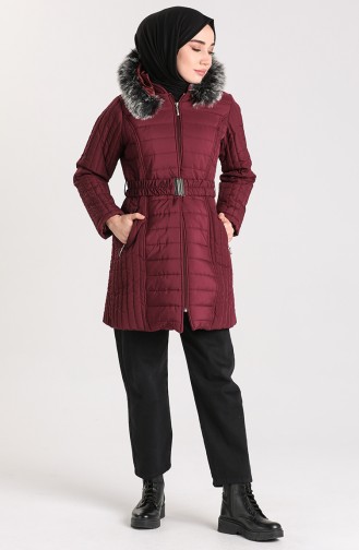 Quilted Coat with Belt 0811-05 Damson 0811-05