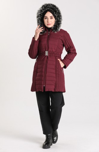 Quilted Coat with Belt 0811-05 Damson 0811-05