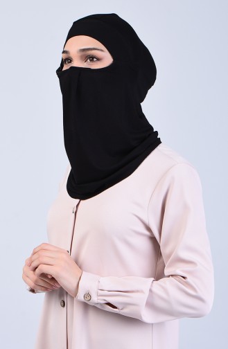 Sefamerve Hijab Gesichtsabdeckung Bonnet 8802-02 Schwarz 8802-02