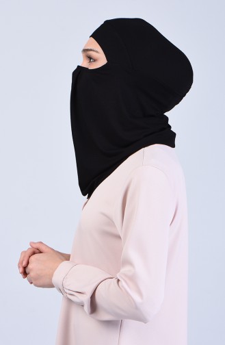 Sefamerve Hijab Gesichtsabdeckung Bonnet 8802-02 Schwarz 8802-02