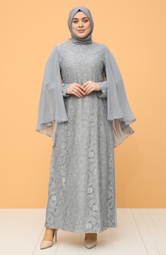 Grau Hijab-Abendkleider 9361-04