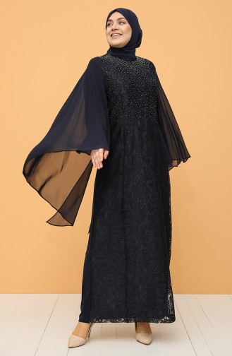 Dunkelblau Hijab-Abendkleider 9361-07