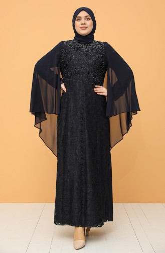 Dunkelblau Hijab-Abendkleider 9361-07