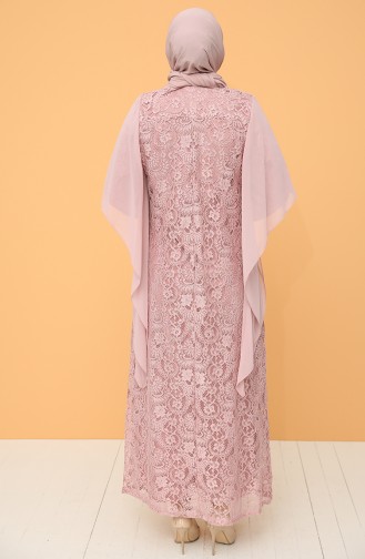 Plus Size Lace Evening Dress 9364-01 Powder 9364-01