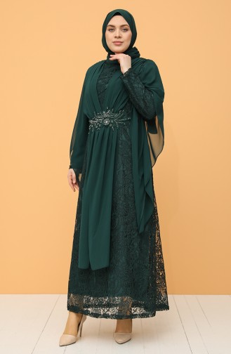 Plus Size Lace Evening Dress 9364-03 Emerald Green 9364-03