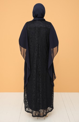 Dunkelblau Hijab-Abendkleider 9364-04