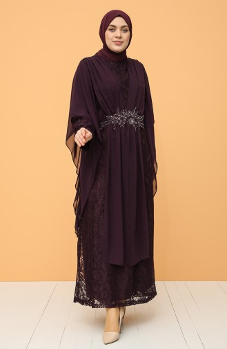 Plus Size Lace Evening Dress 9364-05 Purple 9364-05