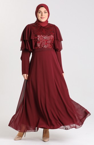 Weinrot Hijab-Abendkleider 9385-03