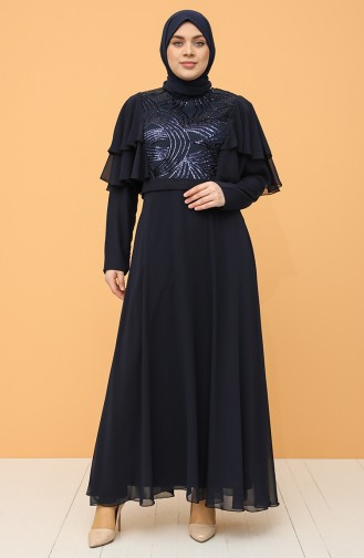 Dunkelblau Hijab-Abendkleider 9385-04