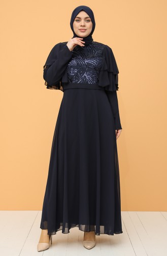 Dunkelblau Hijab-Abendkleider 9385-04