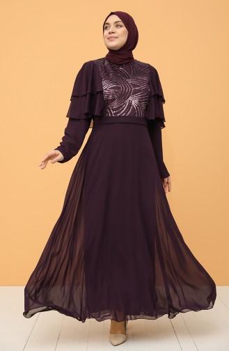 Plus Size Sequined Evening Dress 9385-05 Purple 9385-05