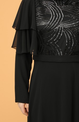 Plus Size Sequined Evening Dress 9385-06 Black 9385-06
