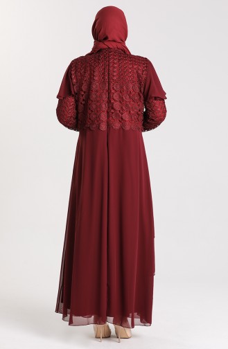 Weinrot Hijab-Abendkleider 9395-01
