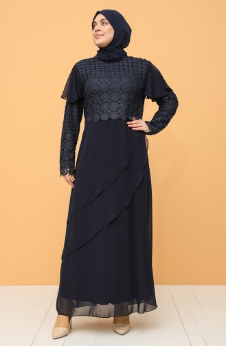 Dunkelblau Hijab-Abendkleider 9395-04