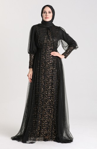 Black Hijab Evening Dress 5346-10