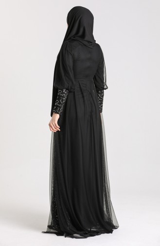 Black Hijab Evening Dress 5346-11