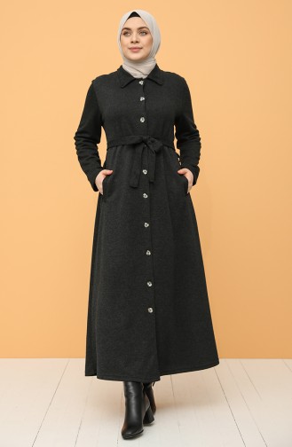 Plus Size Buttoned Belted Dress 0800-01 Black 0800-01