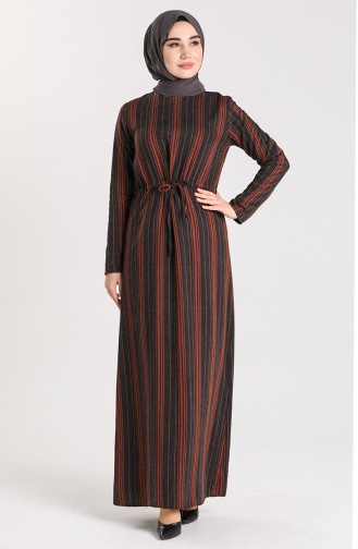Gathered waist Striped Dress 3240-01 Tile 3240-01
