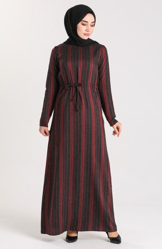 Claret Red Hijab Dress 3240-03