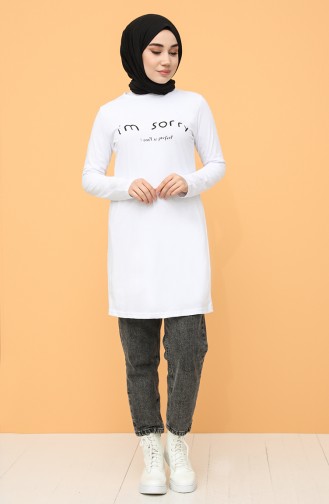 Sports Tunic with Text Pattern 6000-03 white 6000-03