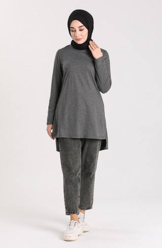 Asymmetric Tunic with Side Slits 3236-04 Smoked 3236-04