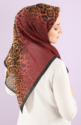 Leopar Desenli Confort Eşarp 7845-17 Bordo