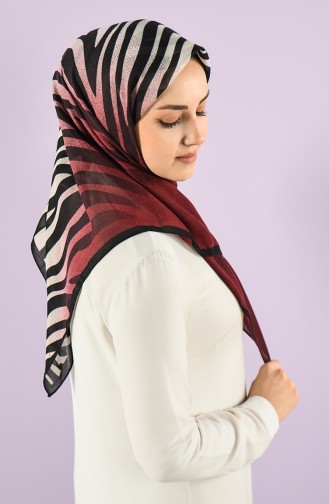 Zebra Desenli Confort Eşarp 7844-19 Bordo