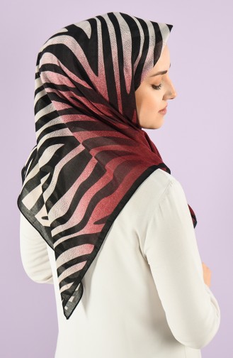 Zebra Desenli Confort Eşarp 7844-19 Bordo