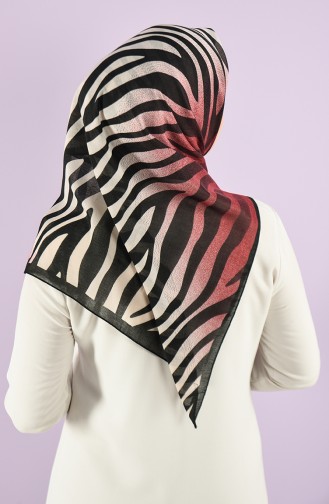 Zebra Desenli Confort Eşarp 7844-19 Bordo