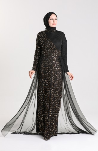 Black Hijab Evening Dress 5345-10