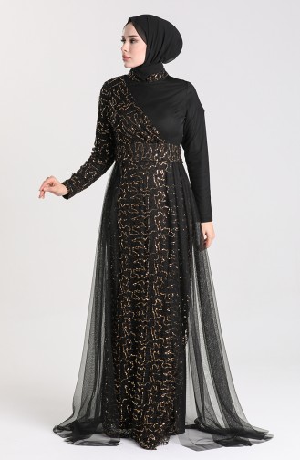 Black Hijab Evening Dress 5345-10