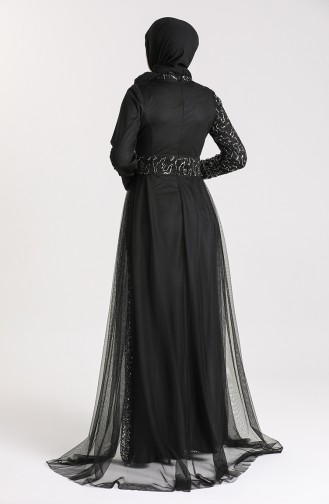 Black Hijab Evening Dress 5345-11