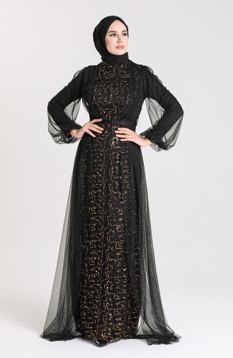 Schwarz Hijab-Abendkleider 5383-09