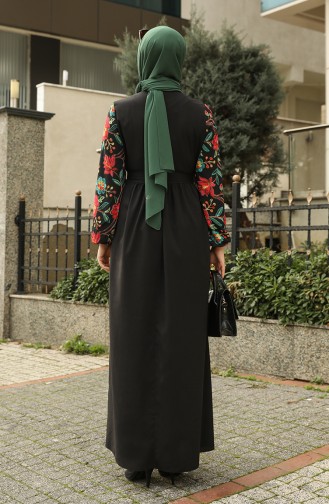 Schwarz Hijab Kleider 8003-01