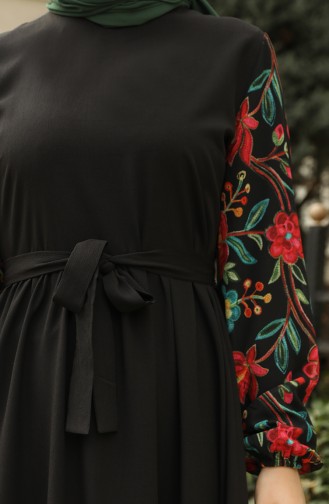 Schwarz Hijab Kleider 8003-01