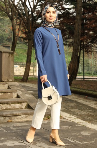 Basic Kolyeli Tunik 4013-05 İndigo