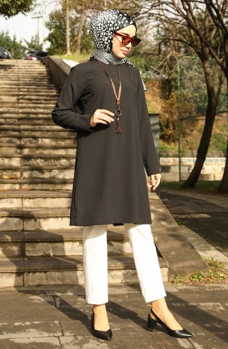 Basic Kolyeli Tunik 4013-08 Siyah