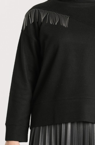 Zincir Detaylı Bluz 20640-02 Siyah