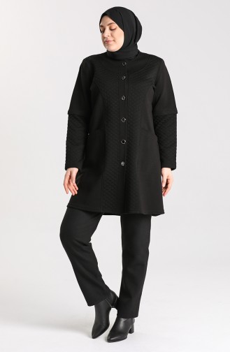Plus Size Knitwear Buttoned Sweater 0882-01 Black 0882-01
