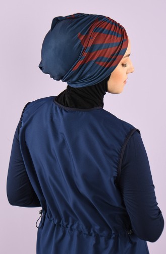 Dunkelblau Hijab Badeanzug 8006-5-01