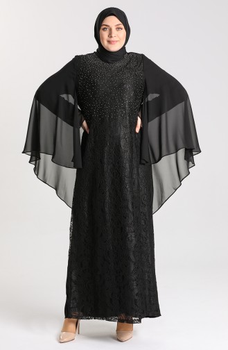 Schwarz Hijab-Abendkleider 9361-01