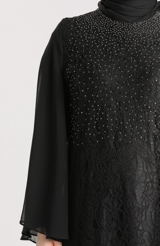 Plus Size Lace Stone Evening Dress 9361-01 Black 9361-01