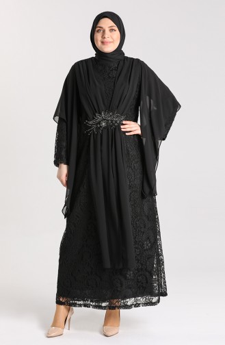 Plus Size Lace Evening Dress 9364-07 Black 9364-07