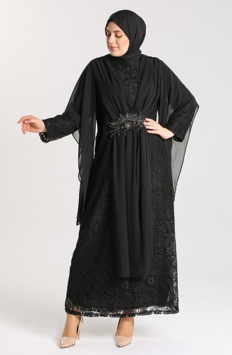 Schwarz Hijab-Abendkleider 9364-07