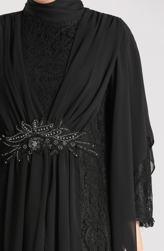 Schwarz Hijab-Abendkleider 9364-07