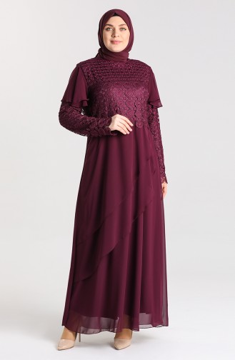 Plus Size Lace Evening Dress 9395-02 Plum 9395-02