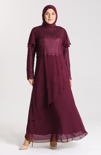 Plus Size Lace Evening Dress 9395-02 Plum 9395-02