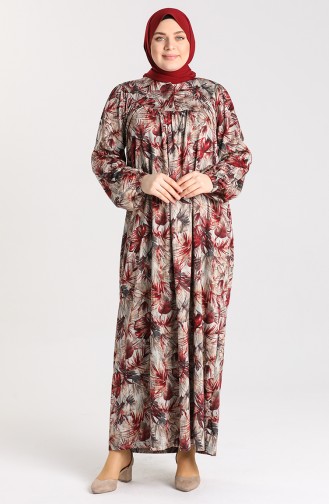 Claret Red Hijab Dress 4782-03